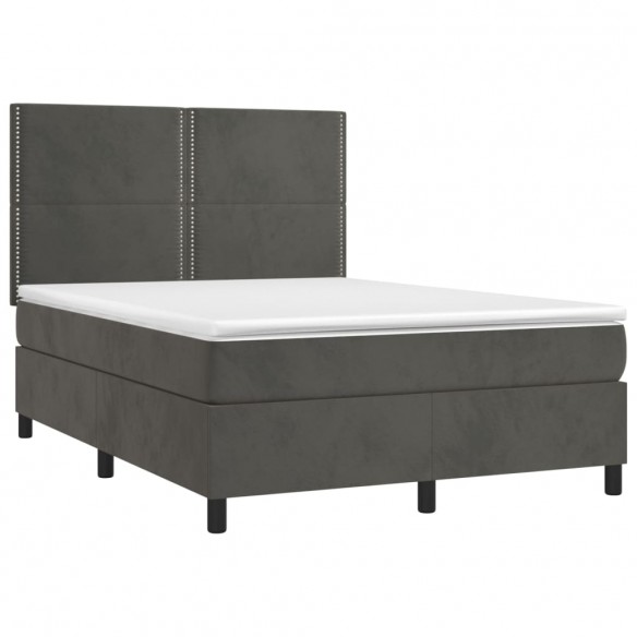 Cadre de lit matelas et LED Gris foncé 140x190 cm