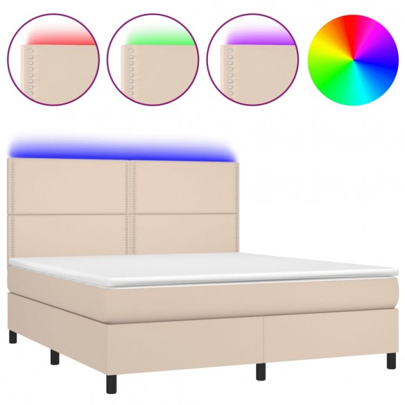 Cadre de lit avec matelas LED Cappuccino 160x200 cm