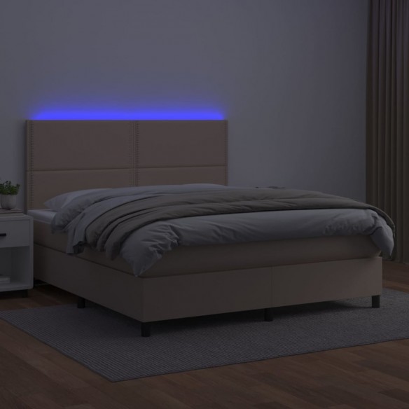 Sommier à lattes de lit avec matelas LED Cappuccino 160x200 cm