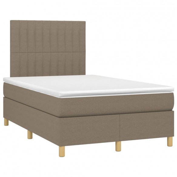 Cadre de lit et matelas et LED Taupe 120x200cm Tissu