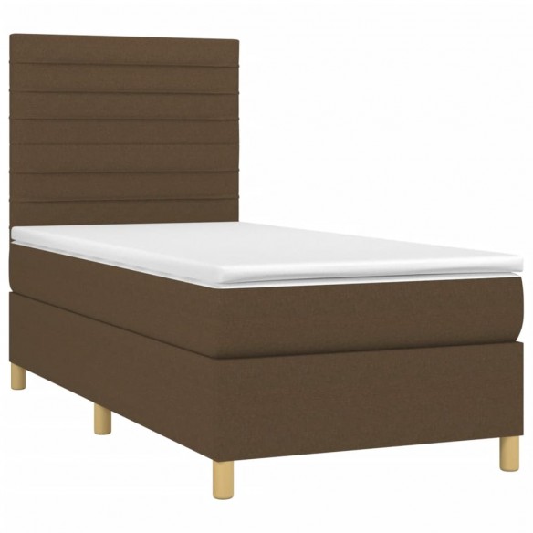 Cadre de lit matelas et LED Marron foncé 100x200 cm