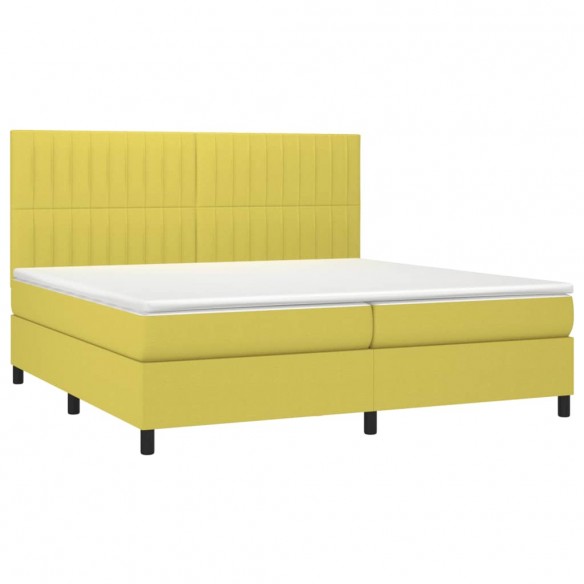 Cadre de lit et matelas et LED Vert 200x200 cm Tissu