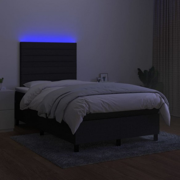 Cadre de lit et matelas et LED Noir 120x200 cm Tissu