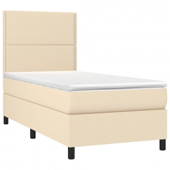 Cadre de lit et matelas et LED Crème 80x200 cm Tissu