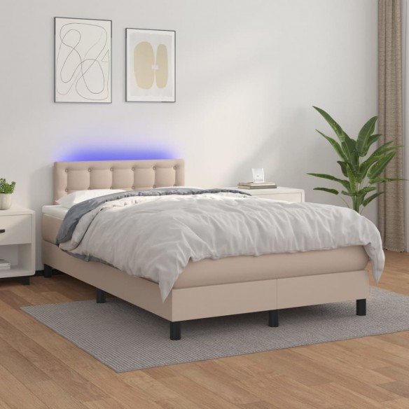 Sommier à lattes de lit avec matelas LED Cappuccino 120x200 cm