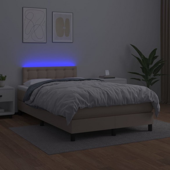 Sommier à lattes de lit avec matelas LED Cappuccino 120x200 cm
