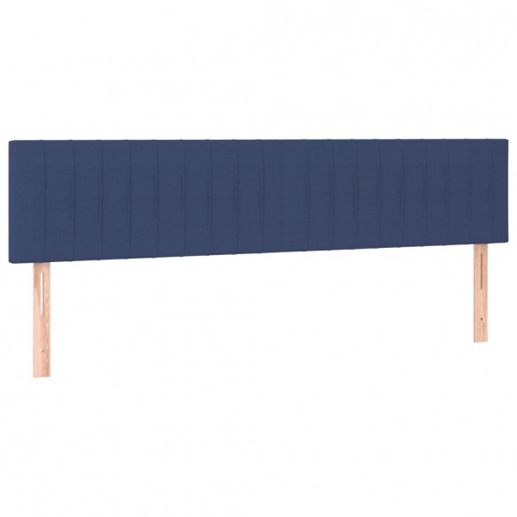 Sommier à lattes de lit et matelas et LED Bleu 200x200 cm Tissu