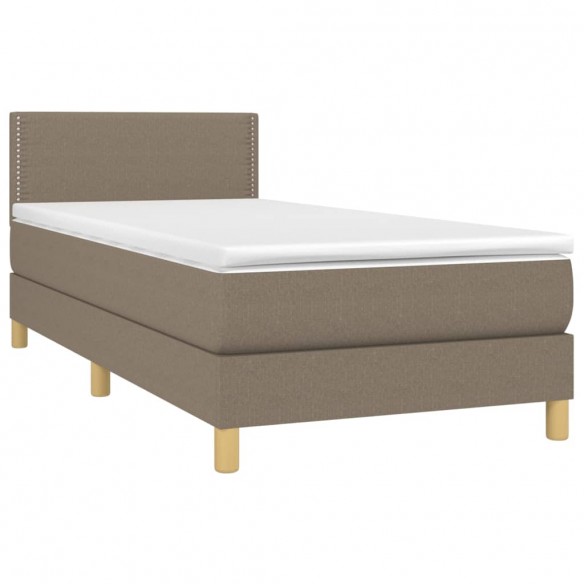 Cadre de lit avec matelas LED Taupe 100x200 cm Tissu