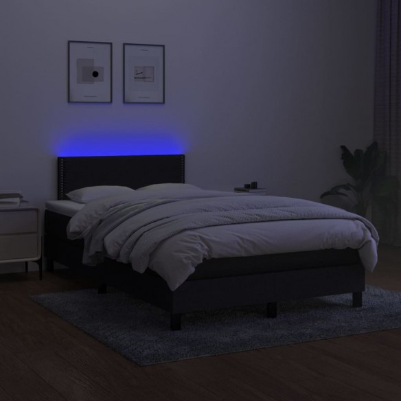 Cadre de lit avec matelas et LED Noir 120 x 200 cm