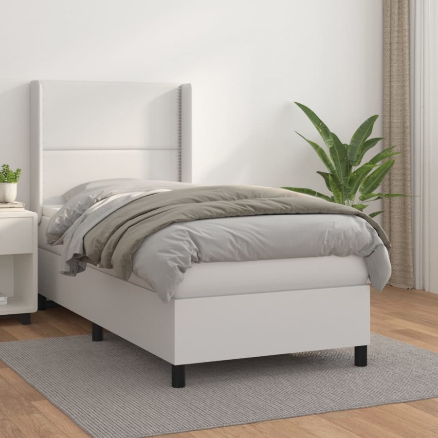 Cadre de lit avec matelas Blanc 80x200 cm Similicuir