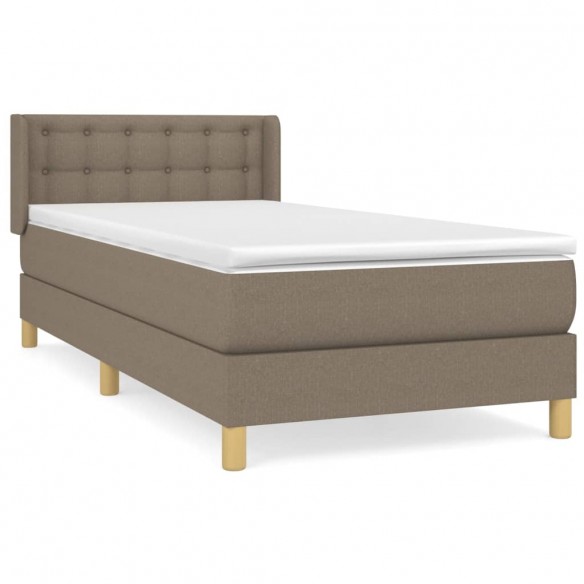 Cadre de lit avec matelas Taupe 100x200 cm Tissu