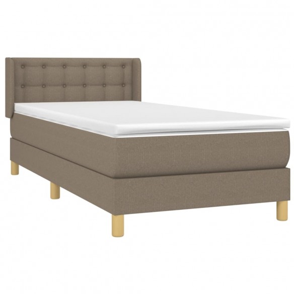 Cadre de lit avec matelas Taupe 100x200 cm Tissu