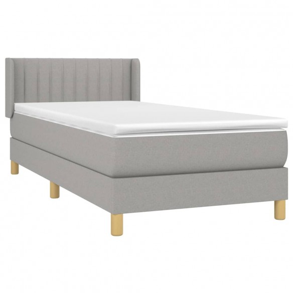 Cadre de lit avec matelas Gris clair 80x200 cm Tissu