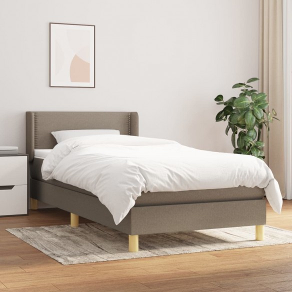 Sommier à lattes de lit avec matelas Taupe 90x200 cm Tissu