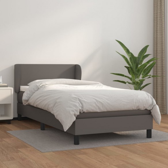 Cadre de lit avec matelas Gris 80x200 cm Similicuir