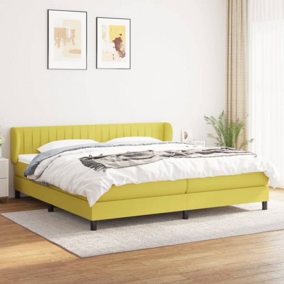 Cadre de lit avec matelas Vert 200x200 cm Tissu