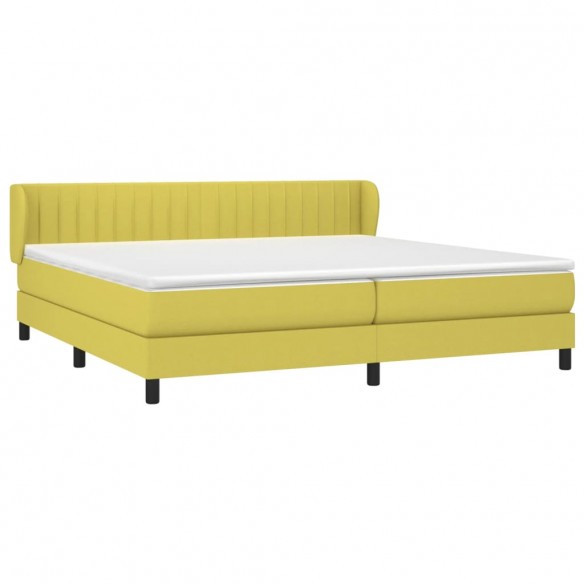 Sommier à lattes de lit avec matelas Vert 200x200 cm Tissu