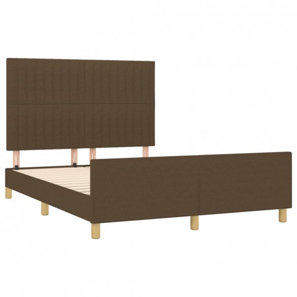 Cadre de lit avec tête de lit Marron foncé 140x200 cm Tissu