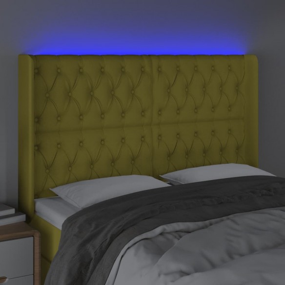 Tête de lit à LED Vert 147x16x118/128 cm Tissu