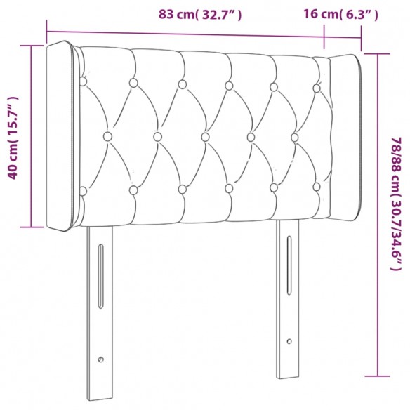 Tête de lit à LED Vert 83x16x78/88 cm Tissu