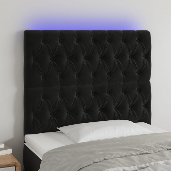 Tête de lit à LED Noir 100x7x118/128 cm Velours