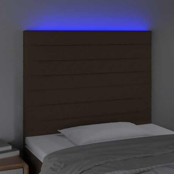 Tête de lit à LED Marron foncé 100x5x118/128 cm Tissu