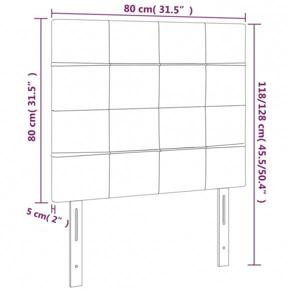 Tête de lit à LED Rose 80x5x118/128 cm Velours