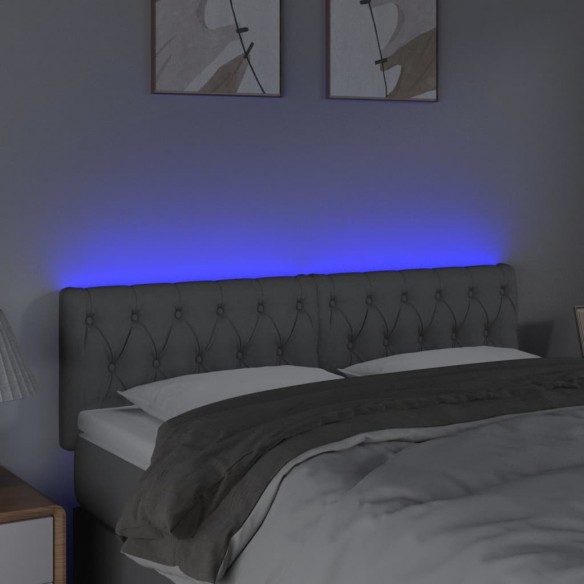 Tête de lit à LED Gris clair 160x7x78/88 cm Tissu