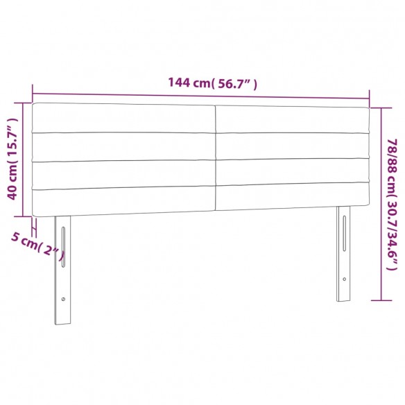 Tête de lit à LED Vert 144x5x78/88 cm Tissu