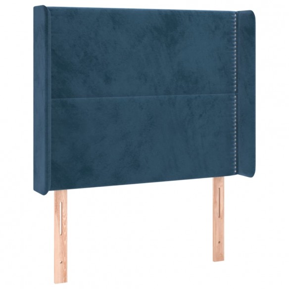 Tête de lit avec oreilles Bleu foncé 93x16x118/128 cm Velours