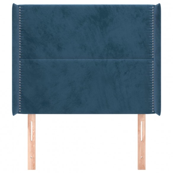 Tête de lit avec oreilles Bleu foncé 93x16x118/128 cm Velours