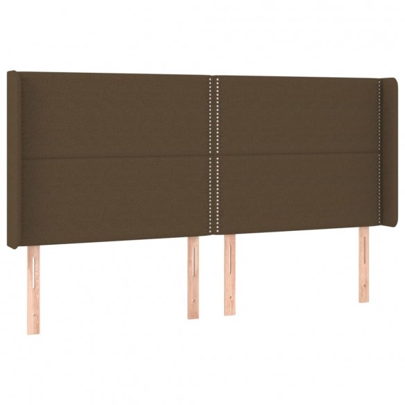 Tête de lit avec oreilles Marron foncé 163x16x118/128 cm Tissu