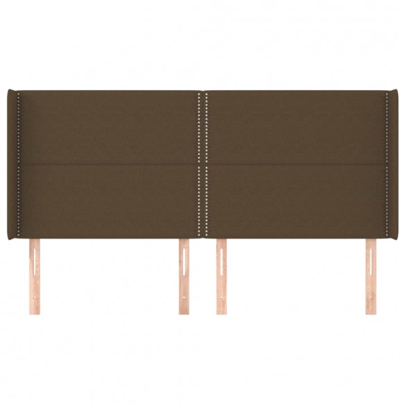 Tête de lit avec oreilles Marron foncé 163x16x118/128 cm Tissu