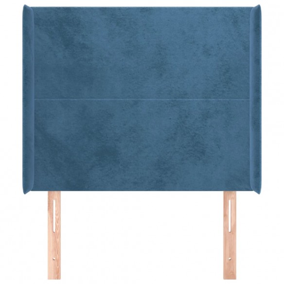 Tête de lit avec oreilles Bleu foncé 103x16x118/128 cm Velours