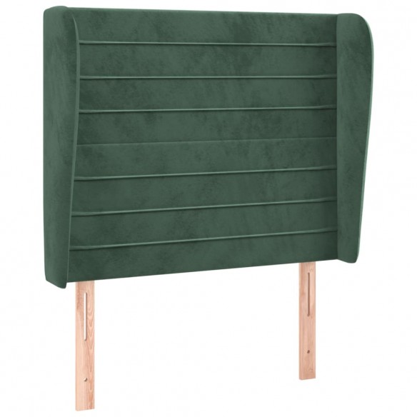 Tête de lit avec oreilles Vert foncé 103x23x118/128 cm Velours