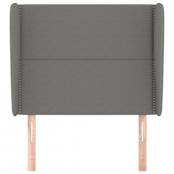 Tête de lit avec oreilles Gris foncé 103x23x118/128 cm Tissu