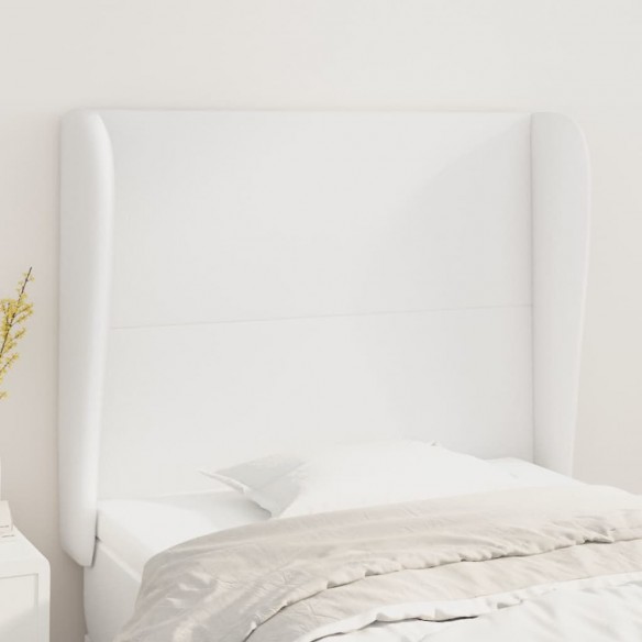 Tête de lit avec oreilles Blanc 93x23x118/128 cm Similicuir