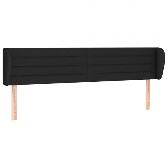 Tête de lit avec oreilles Noir 203x23x78/88 cm Tissu