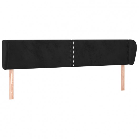 Tête de lit avec oreilles Noir 203x23x78/88 cm Velours