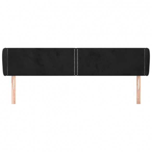 Tête de lit avec oreilles Noir 203x23x78/88 cm Velours