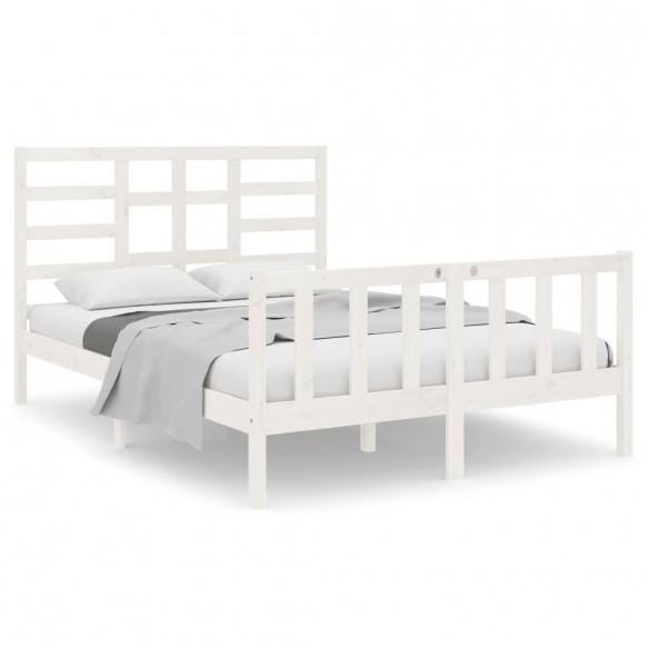 Cadre de lit Blanc Bois massif 120x190 cm Petit Double