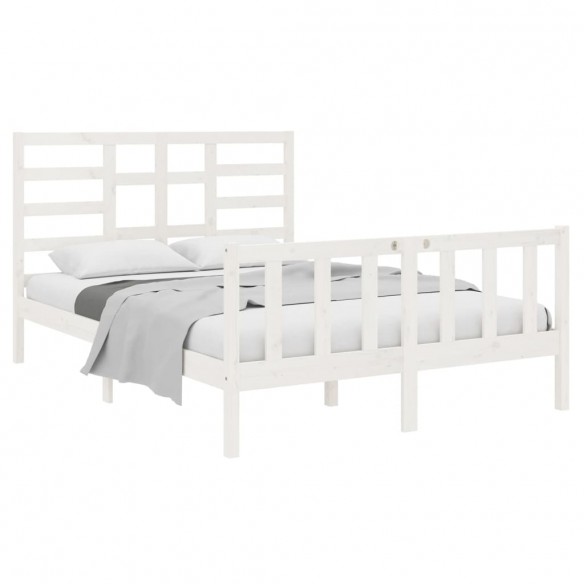 Cadre de lit Blanc Bois massif 120x190 cm Petit Double