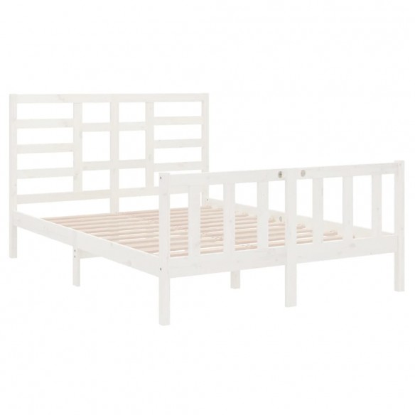 Cadre de lit Blanc Bois massif 120x190 cm Petit Double