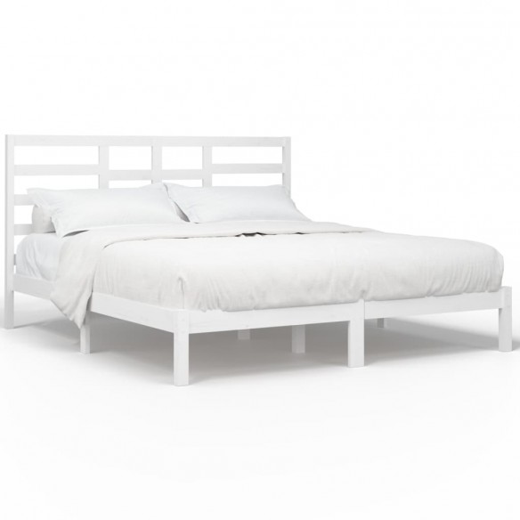 Cadre de lit Blanc Bois massif 200x200 cm