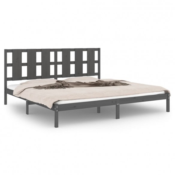 Cadre de lit Gris Bois massif 180x200 cm Super King