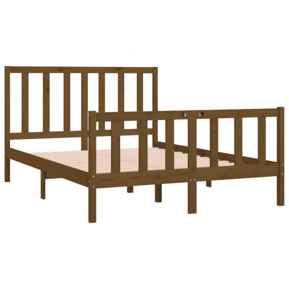 Cadre de lit Marron miel Bois massif 120x190 cm Petit Double