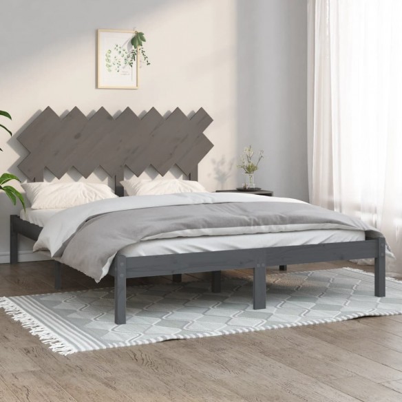 Cadre de lit Gris 140x190 cm Bois massif