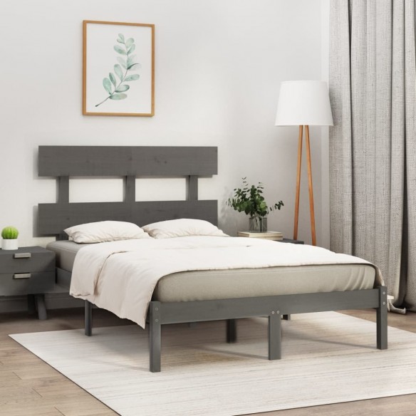 Cadre de lit Gris Bois massif 160x200 cm