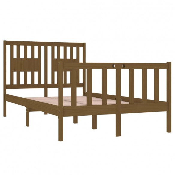 Cadre de lit Marron miel Bois massif 120x190 cm Petit Double