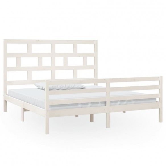 Cadre de lit Blanc Bois massif 180x200 cm Super King